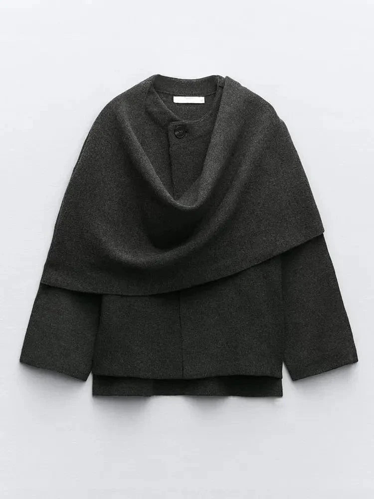 Drune | Asymmetrisch Drapierter Mantel Minimalistische Eleganz Komfort und Stil