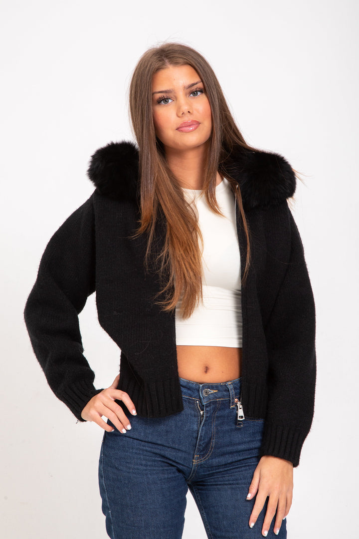 Drune | Kapuzenjacke mit falschem Pelz Eleganz Wärme und Komfort