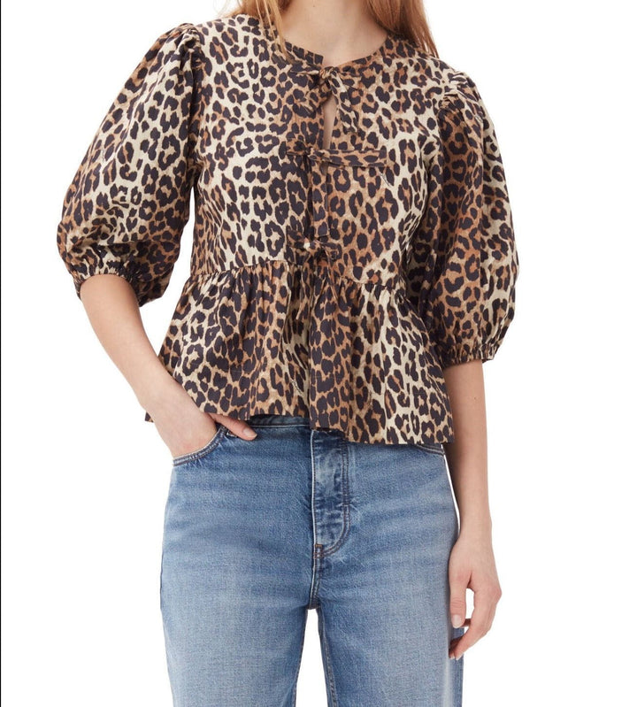 Drune | Kurze Leopardenjacke mit Puffärmeln schick und trendy