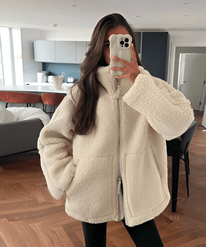 Drune | Oversize & Ultra-warme Schafslamm-Effekt Jacke Cocooning
