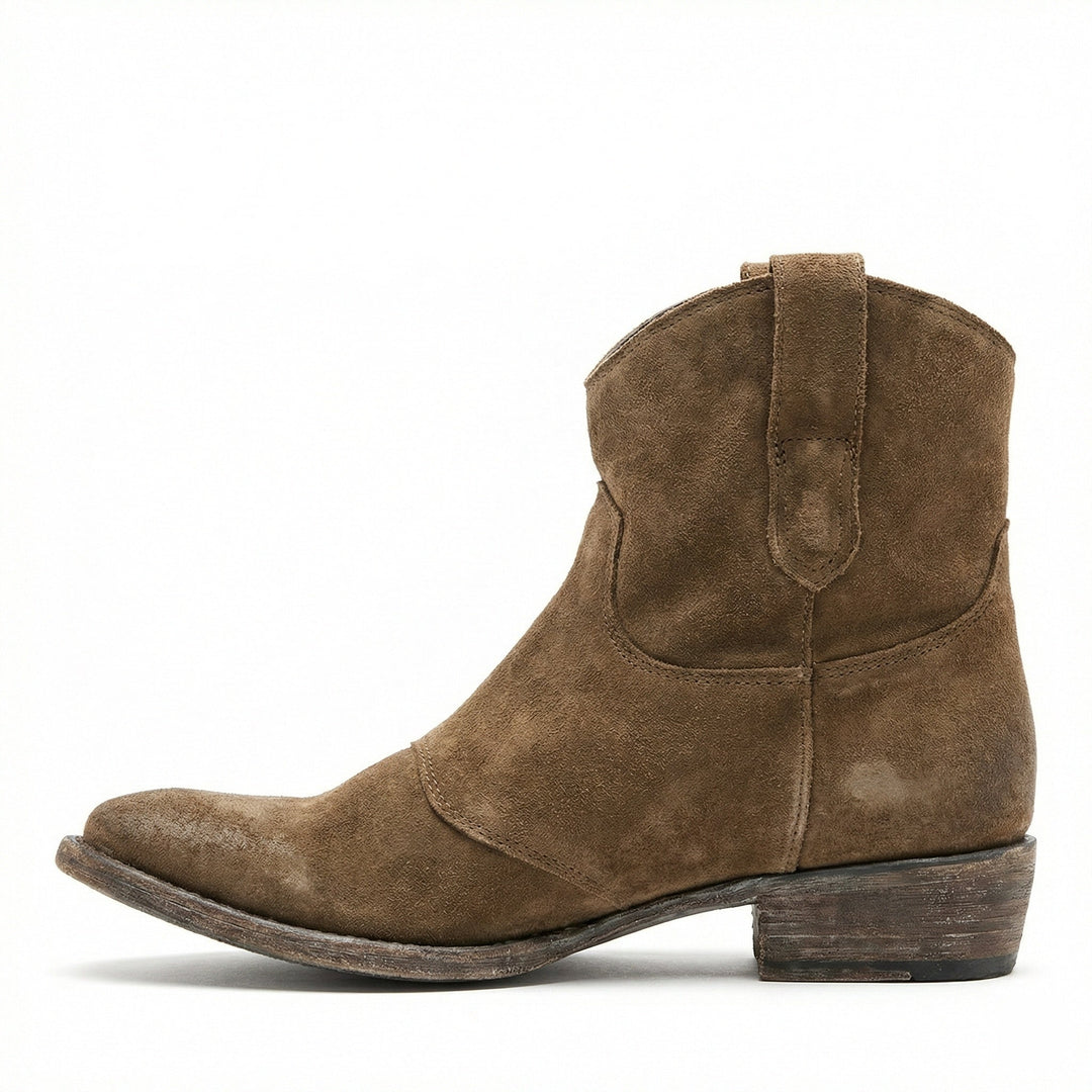 Kurze Cowboy-Stiefel | Western | Wildleder | Knöchel-Stiefel | Damenstiefel Drune