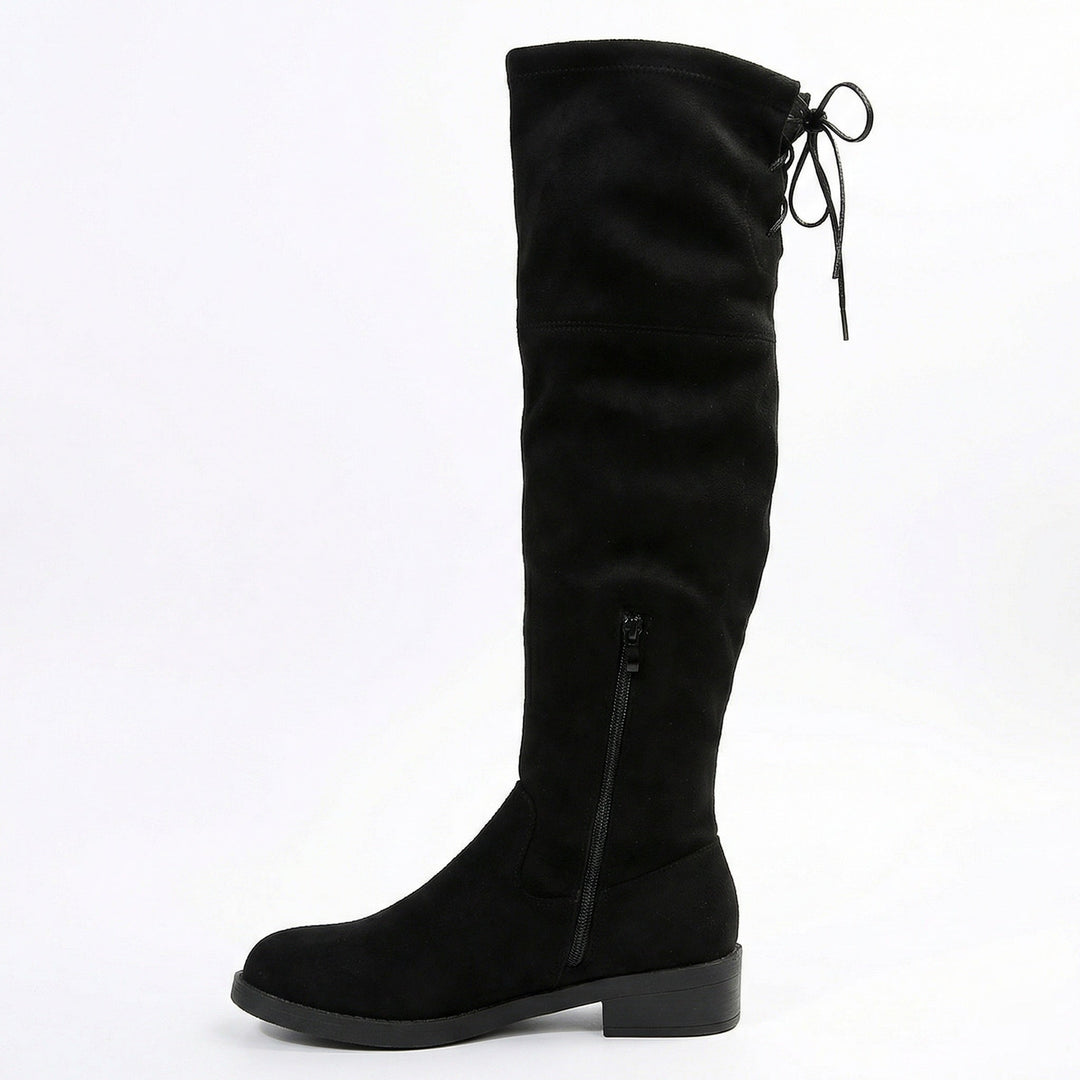 Damen Overknee-Stiefel aus weichem Wildleder mit praktischer Schnürung Drune