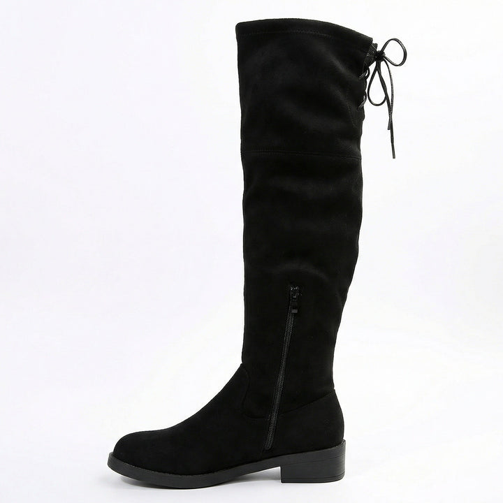 Damen Overknee-Stiefel aus weichem Wildleder mit praktischer Schnürung Drune