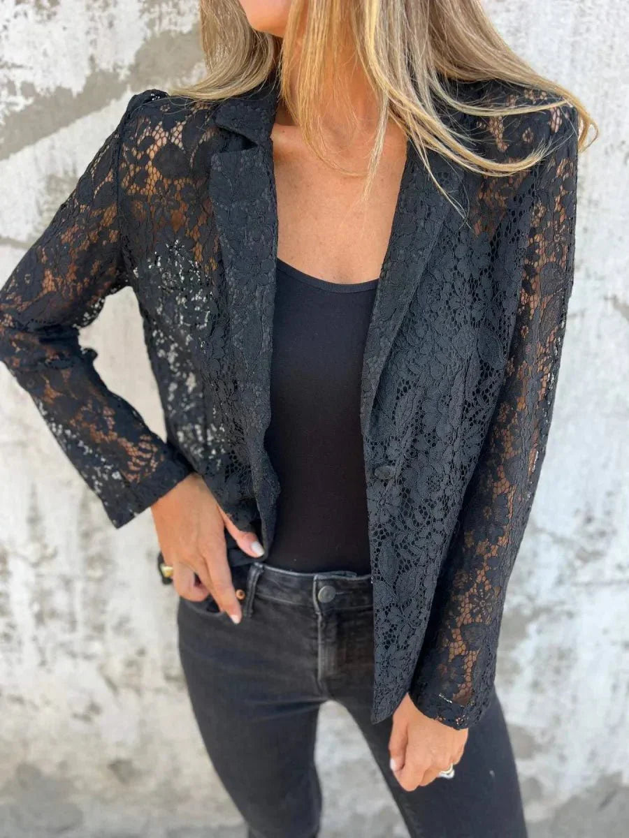 Drune | Elegante Spitz Blaue Jacke In Slim Fit