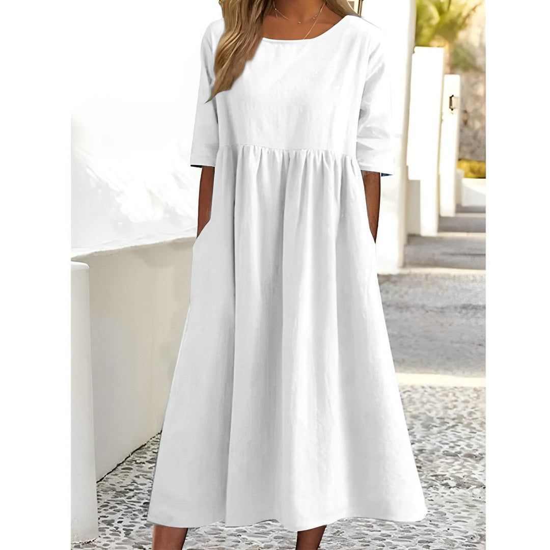 Drune | Atmungsaktives Baumwoll Leinen Midi Kleid