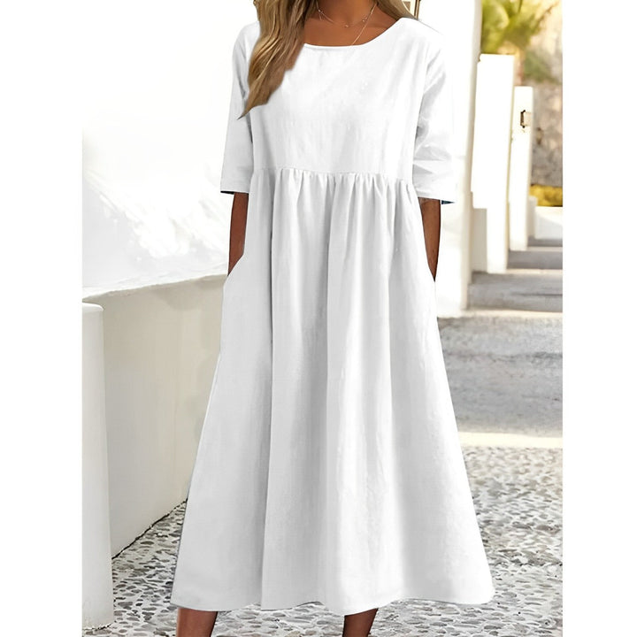 Drune | Atmungsaktives Baumwoll Leinen Midi Kleid