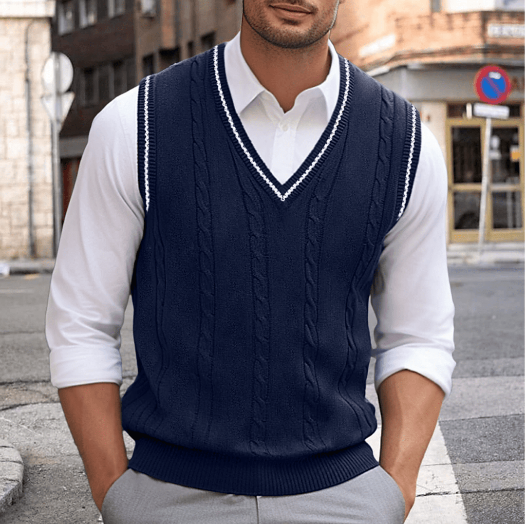 Drune | Ärmelloser Pullover Mit V-Ausschnitt Herren Sweatshirt