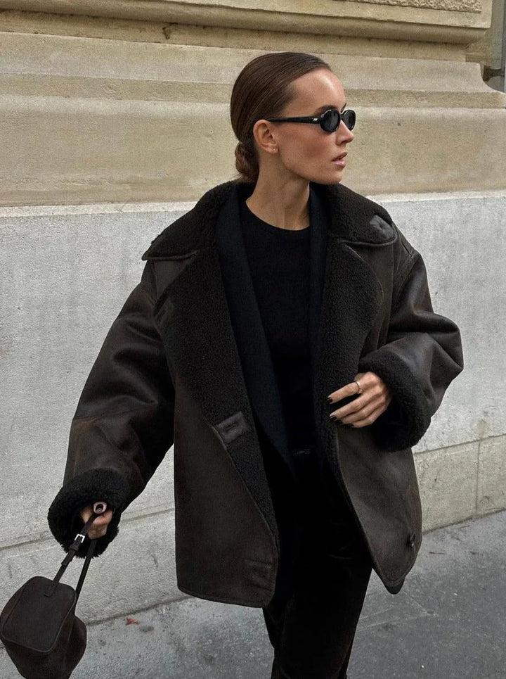 Drune | Faux Schafwoll Moto Jacke