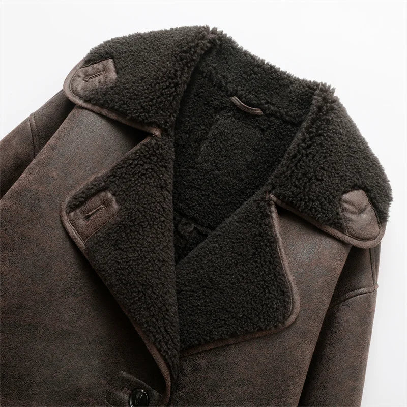 Drune | Faux Schafwoll Moto Jacke