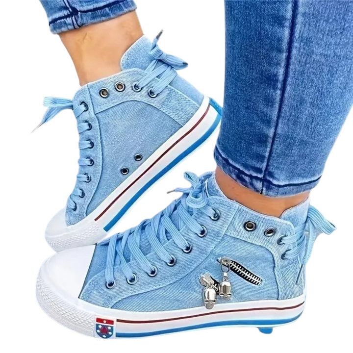 Damen Denim Hi-Top Sneakers Drune