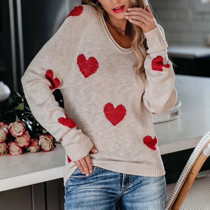 Drune | Strickpullover Mit Herzmuster Für Damen
