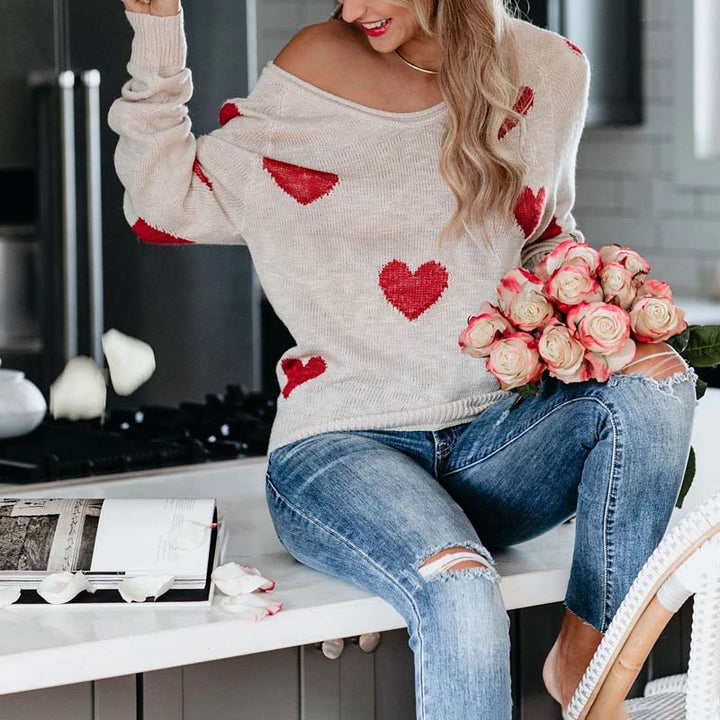 Drune | Strickpullover Mit Herzmuster Für Damen