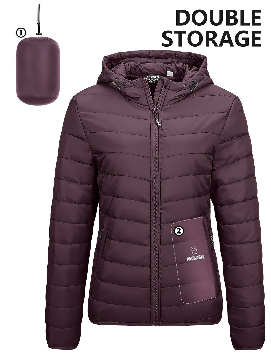 Drune | Leichtgewicht Packbarer Damen Windbreaker mit Kapuze
