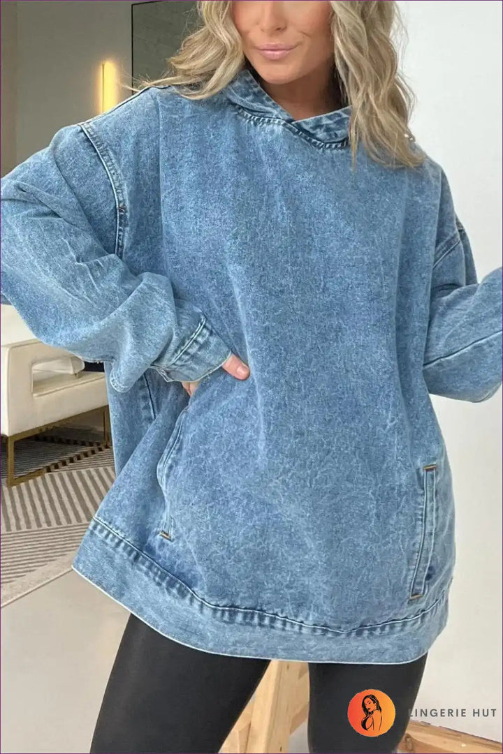 Drune | Schickes Casual Denim Hoodie – Mühelos Cool