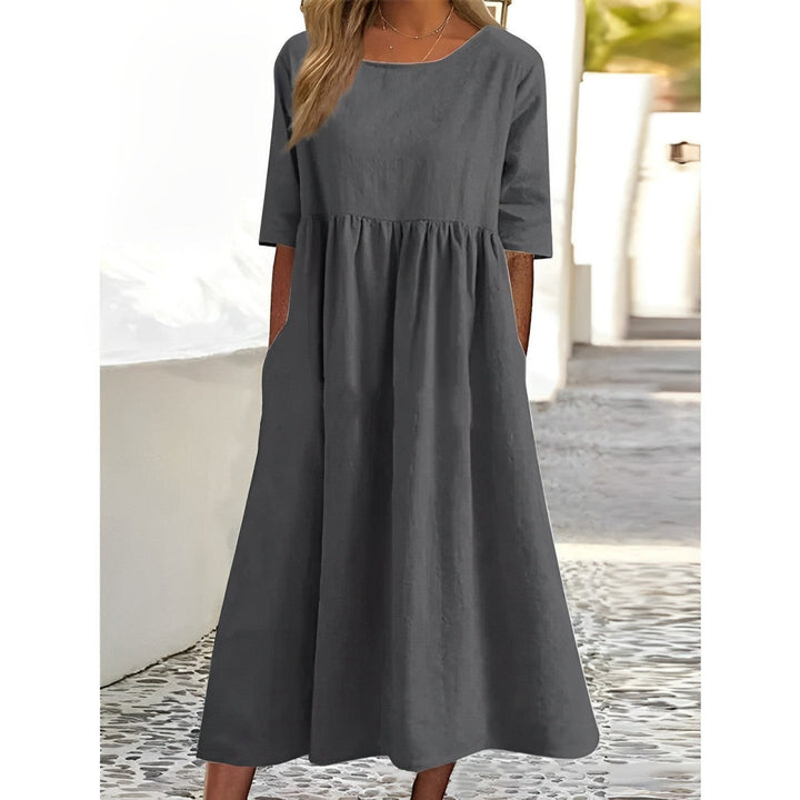 Drune | Atmungsaktives Baumwoll Leinen Midi Kleid
