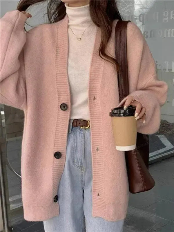 Drune | Knopf Vielseitiger Damen Strickjacke Pullover