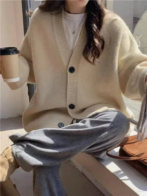 Drune | Knopf Vielseitiger Damen Strickjacke Pullover