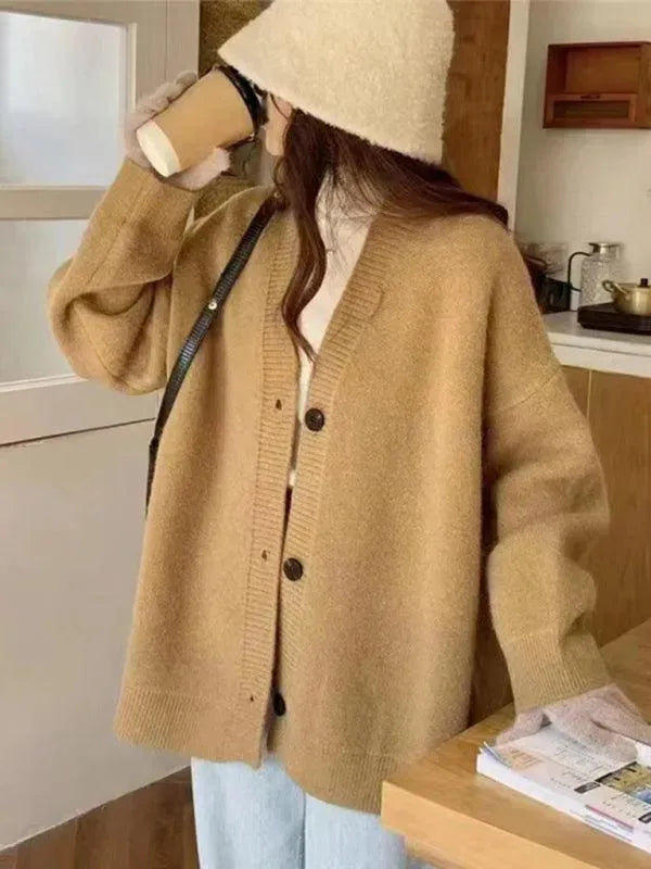 Drune | Knopf Vielseitiger Damen Strickjacke Pullover