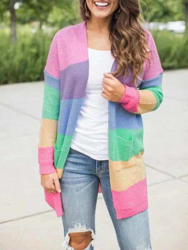Drune | Kontrastierende Gestreifte Strickjacke