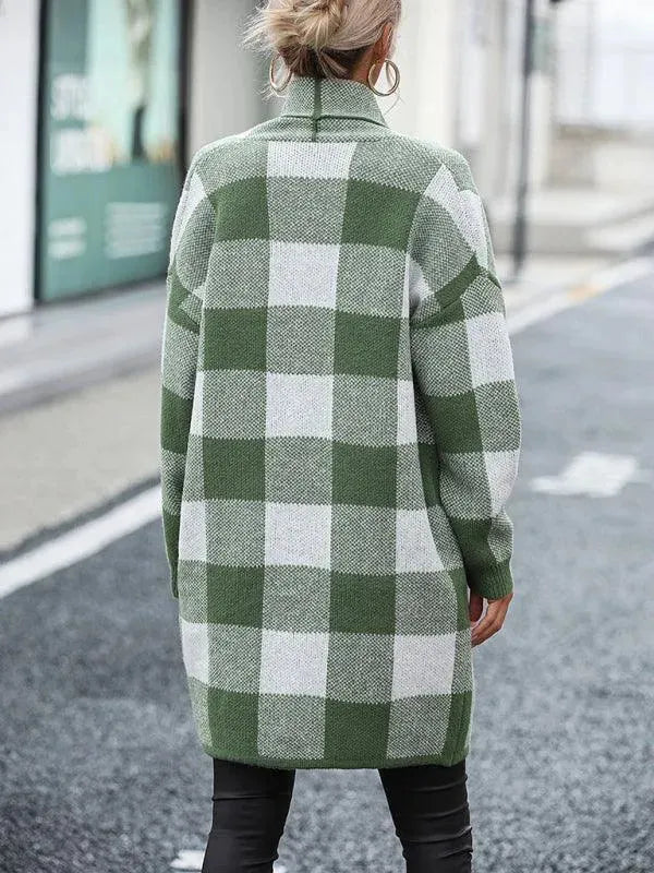 Drune | Karierter Farbblock Strickjacke Pullover