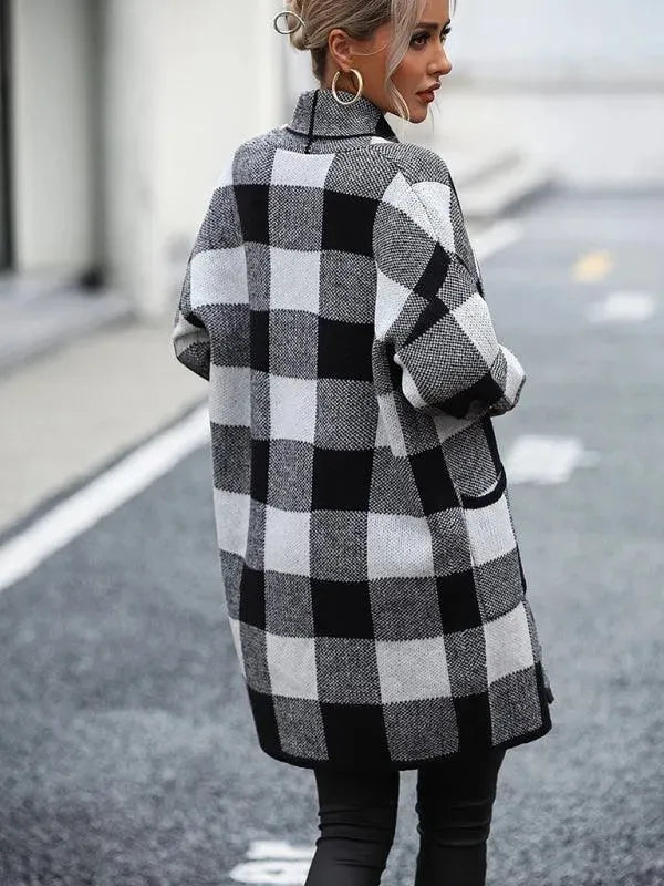 Drune | Karierter Farbblock Strickjacke Pullover