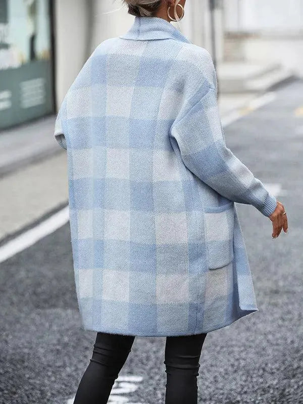 Drune | Karierter Farbblock Strickjacke Pullover