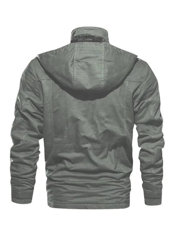Drune | Lockere Stehkragen Kapuzenjacke für Herren Winter