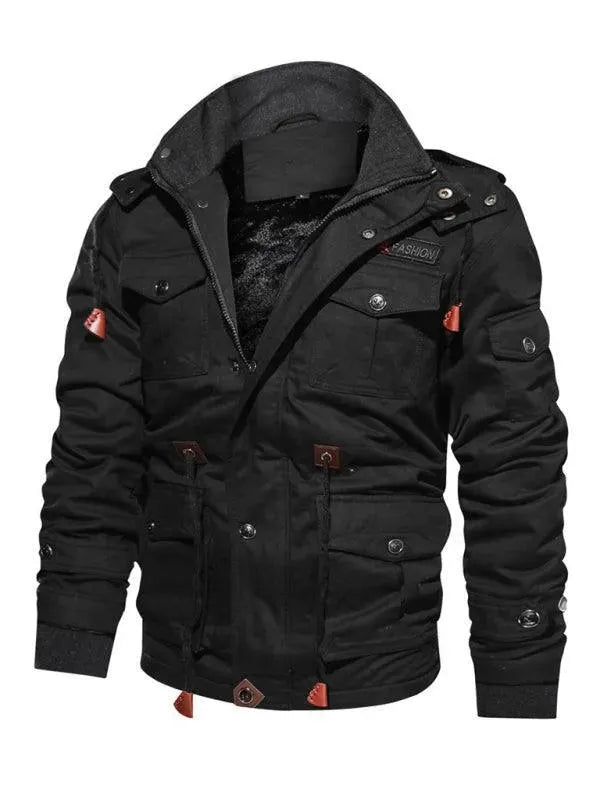 Drune | Lockere Stehkragen Kapuzenjacke für Herren Winter