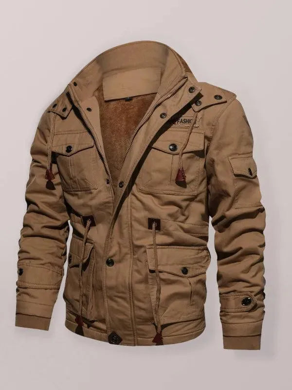 Drune | Lockere Stehkragen Kapuzenjacke für Herren Winter