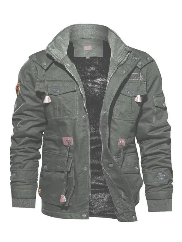 Drune | Lockere Stehkragen Kapuzenjacke für Herren Winter