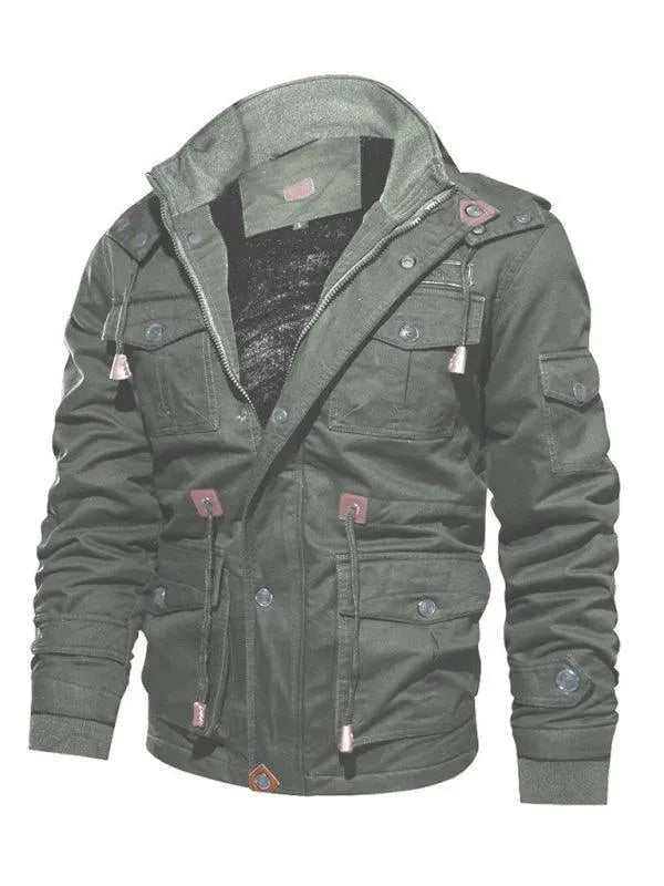 Drune | Lockere Stehkragen Kapuzenjacke für Herren Winter