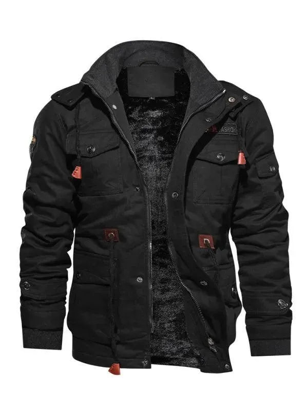 Drune | Lockere Stehkragen Kapuzenjacke für Herren Winter