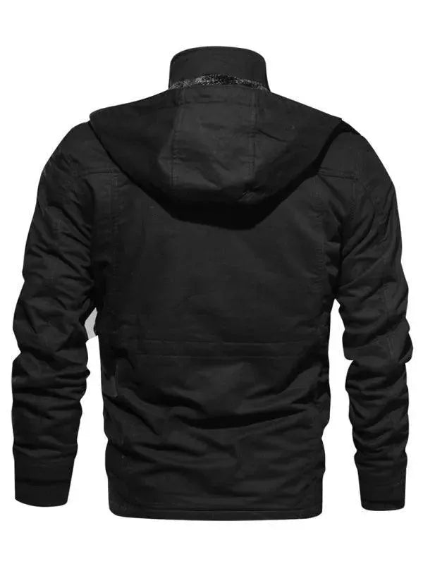 Drune | Lockere Stehkragen Kapuzenjacke für Herren Winter