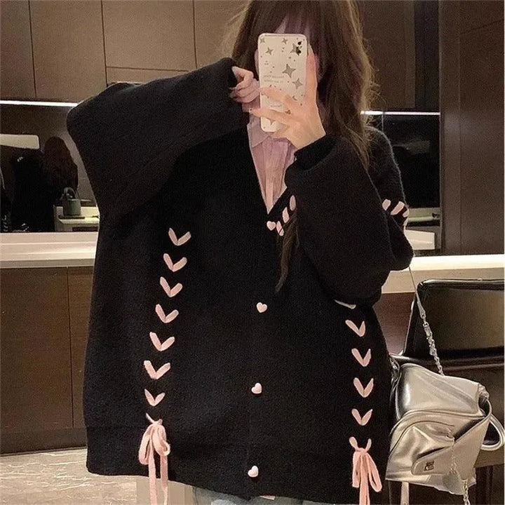 Drune | Tiefer Gestrickter Strickjacke Pullover