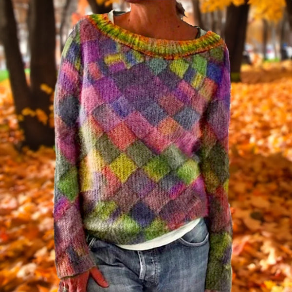 Drune | Kuscheliger Lockerer Pullover mit Rautenmuster