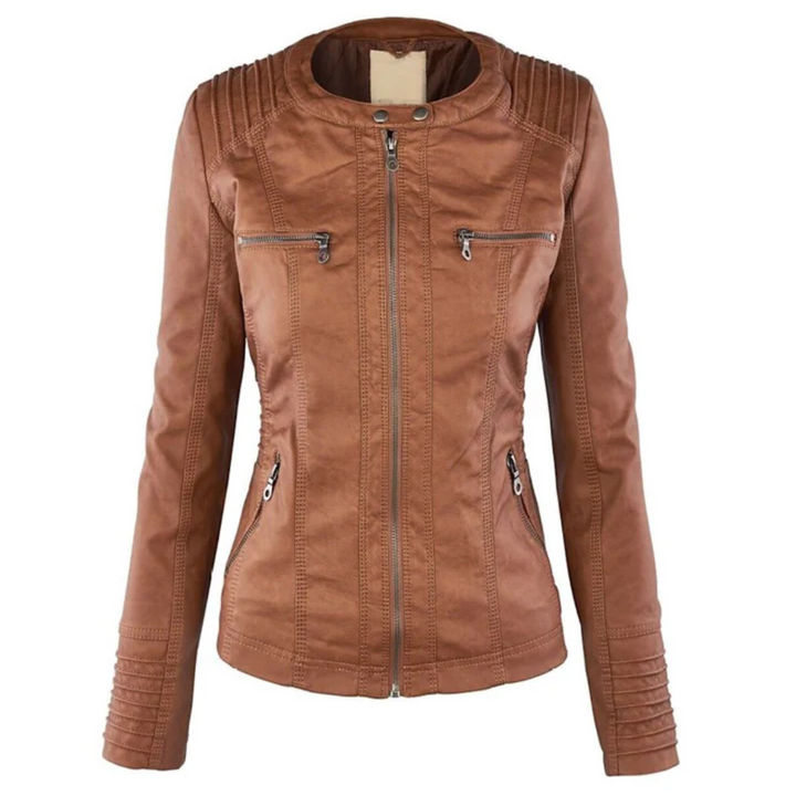Drune | Elegante Leder Damenjacke mit Kapuze