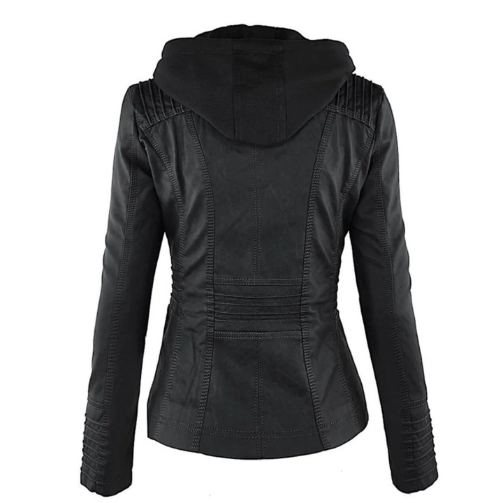 Drune | Elegante Leder Damenjacke mit Kapuze
