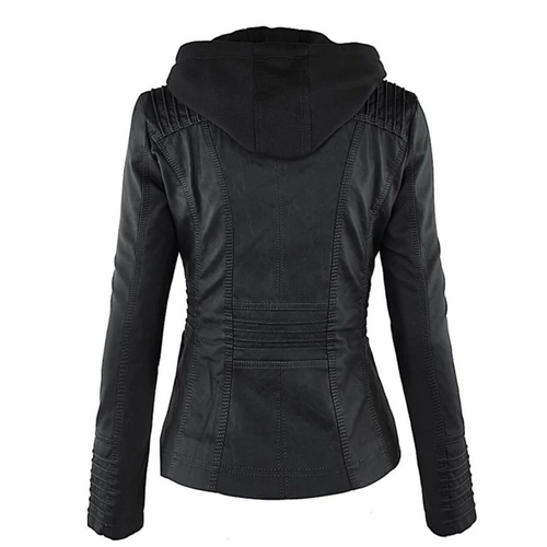 Drune | Elegante Leder Damenjacke mit Kapuze