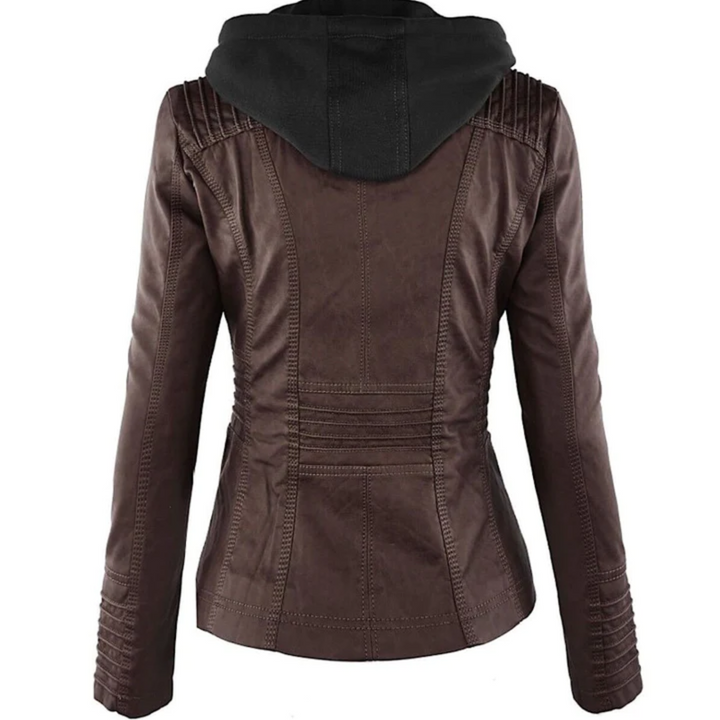 Drune | Elegante Leder Damenjacke mit Kapuze