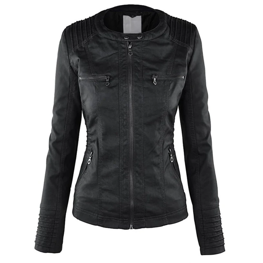 Drune | Elegante Leder Damenjacke mit Kapuze