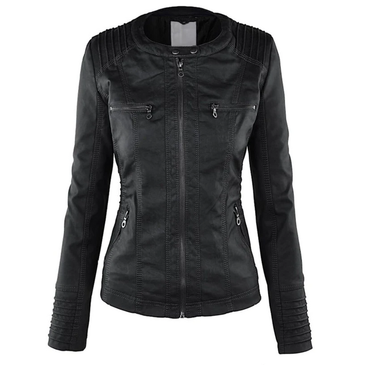 Drune | Elegante Leder Damenjacke mit Kapuze