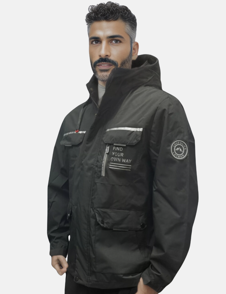 Drune | Wasser- und winddichte Jacke mit abnehmbarem Kapuzen für Herren