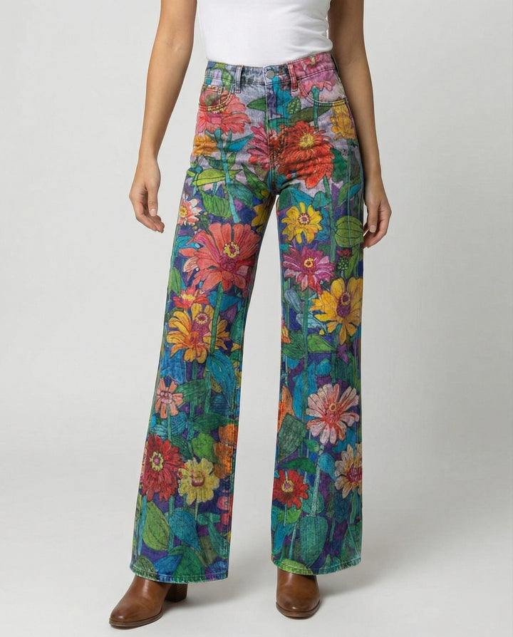 Drune - Modische Jeans, Mit Auffälligem Blumenprint