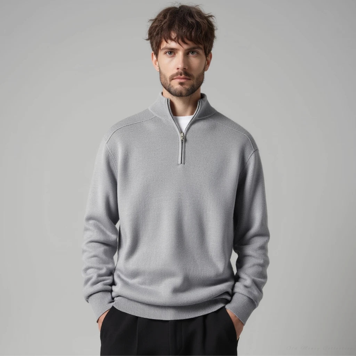 Drune | Wollpullover Mit Halblangem Reißverschluss Für Herren Warm Elegant