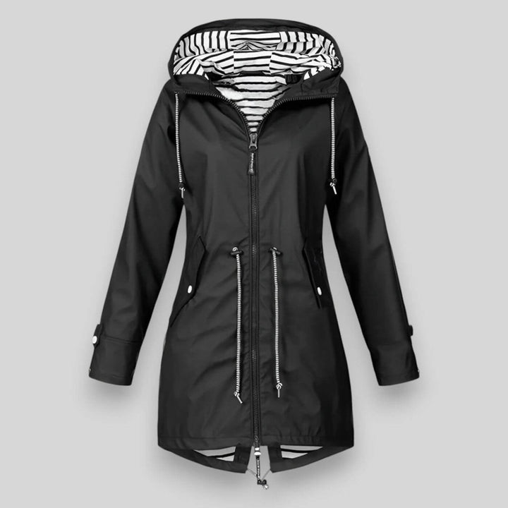 Drune | Wasserdichte Regenjacke mit Kordelzug Taille und Kapuzen Reißverschluss
