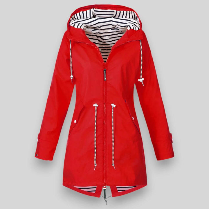 Drune | Wasserdichte Regenjacke mit Kordelzug Taille und Kapuzen Reißverschluss