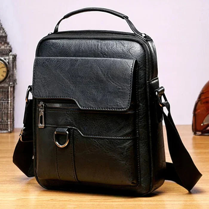 Damen Elegante Leder Schultertasche mit Reißverschluss & Verstellbarem Schulterriemen | Drune
