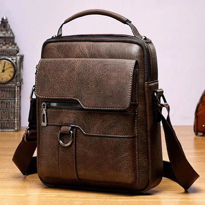 Damen Elegante Leder Schultertasche mit Reißverschluss & Verstellbarem Schulterriemen | Drune