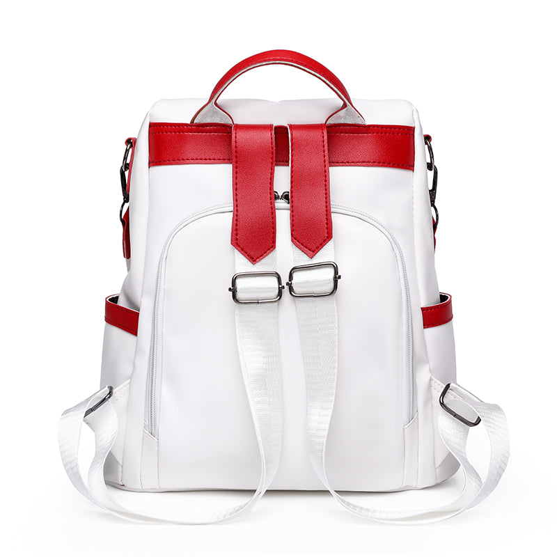 Drune | Luxus Damen Reise Schwarz Rot Weiß Rucksack
