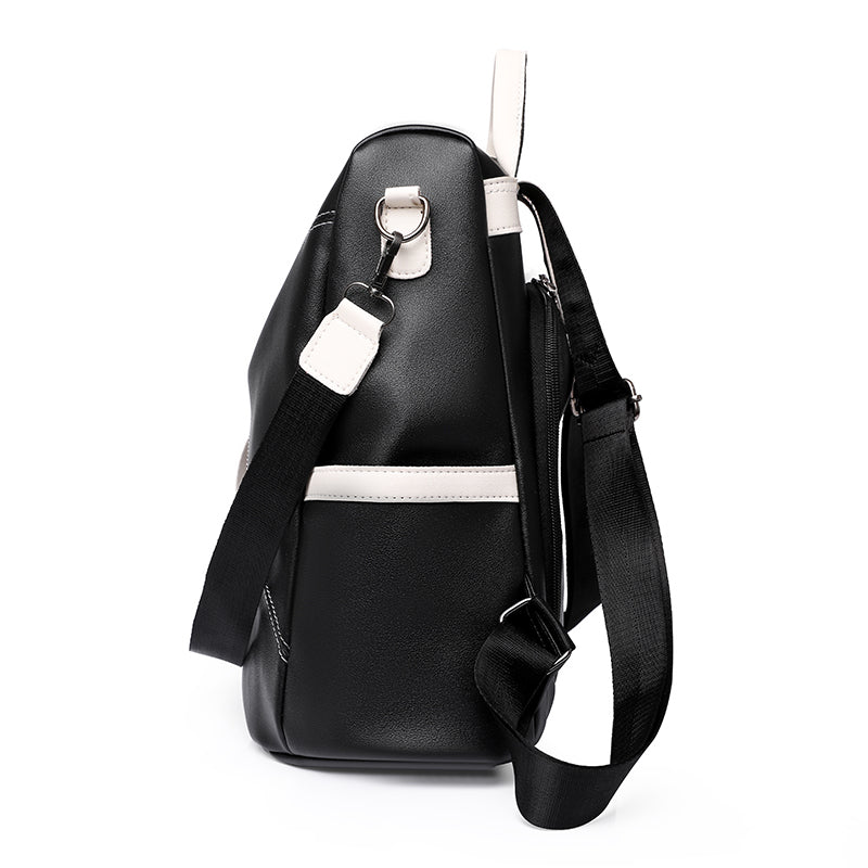 Drune | Luxus Damen Reise Schwarz Rot Weiß Rucksack